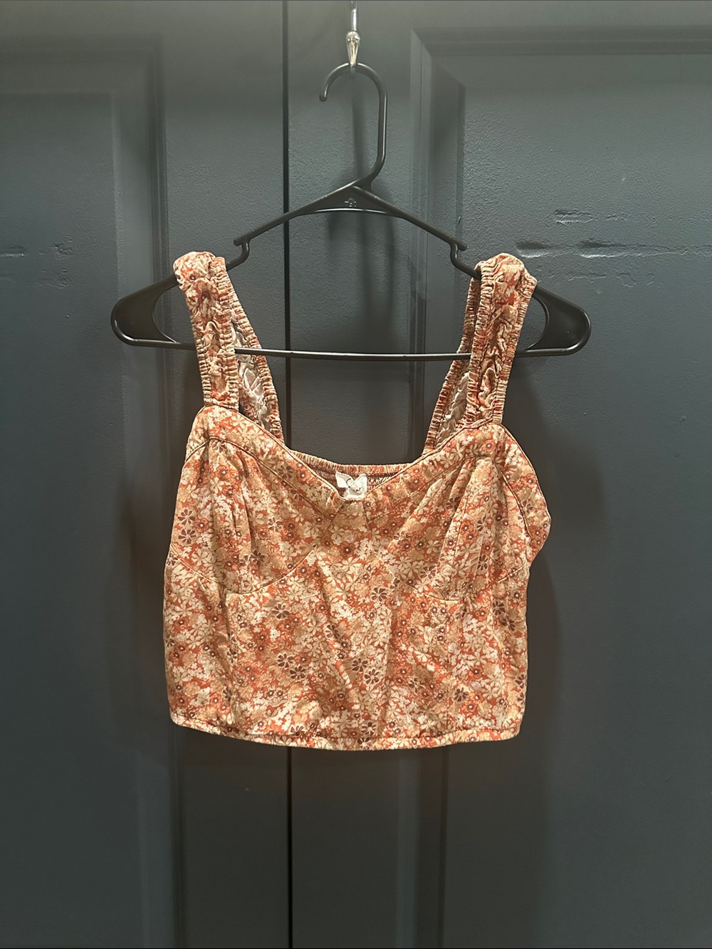 Japna Peach Floral Cropped Bustier Top